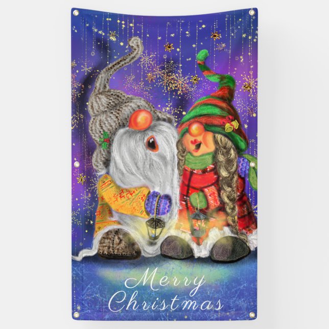 Happy Gnomes Christmas Christmas Banner (Vertical)