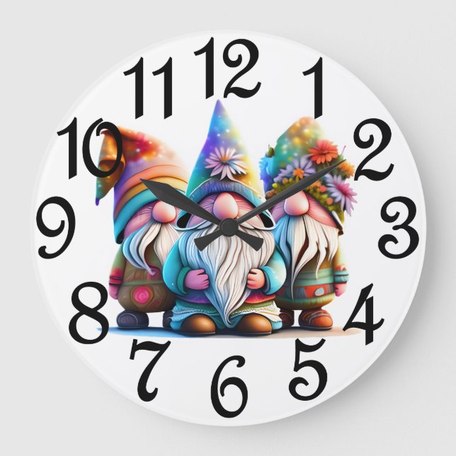 Happy Gnomes  Large Clock (Front)