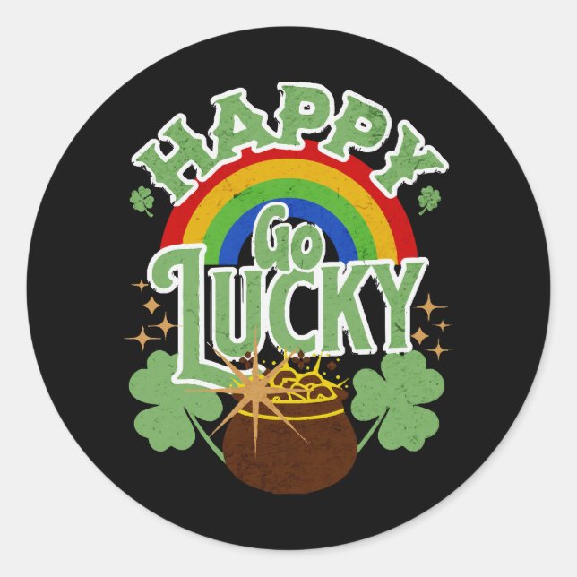Happy Go Lucky Classic Round Sticker (Front)