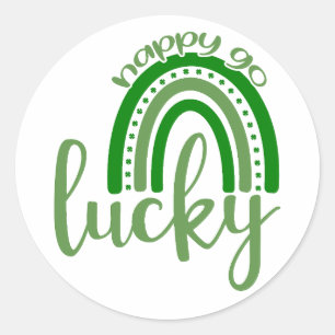 Happy Go Lucky 🍀 Classic Round Sticker