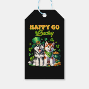 Happy Go Lucky Cute Husky St. Patricks Day Gift Tags