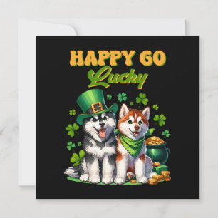 Happy Go Lucky Cute Husky St. Patricks Day Invitation
