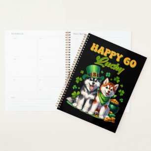 Happy Go Lucky Cute Husky St. Patricks Day Planner