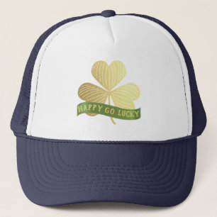 Happy Go Lucky Gold Shamrock St Patrick's Day Trucker Hat