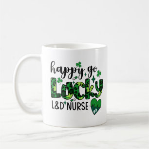 Happy Go Lucky L & D Nurse St Patrick's Day Tri-Bl Coffee Mug