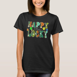 Happy Go lucky Leopard design St patrick's day clo T-Shirt