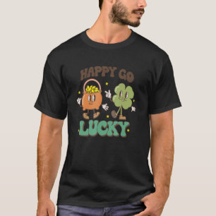 Happy Go Lucky Retro St Patricks Day Shamrock Pot T-Shirt