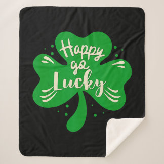 Happy Go Lucky Shamrock St. Patricks Day Sherpa Blanket