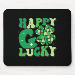 Happy Go Lucky Shamrock St Patricks Day Women Men Mouse Mat