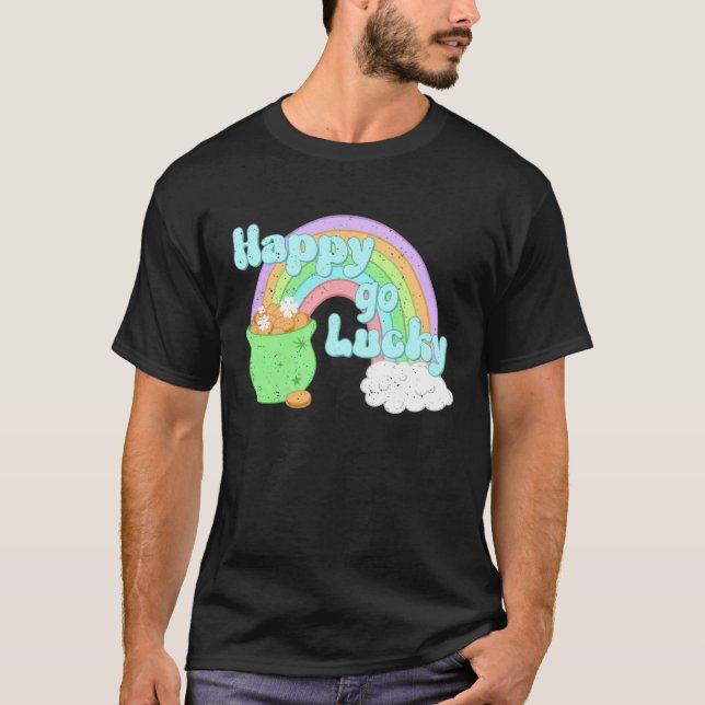 Happy Go Lucky St Patrick s Day Rainbow For Boys G T-Shirt (Front)