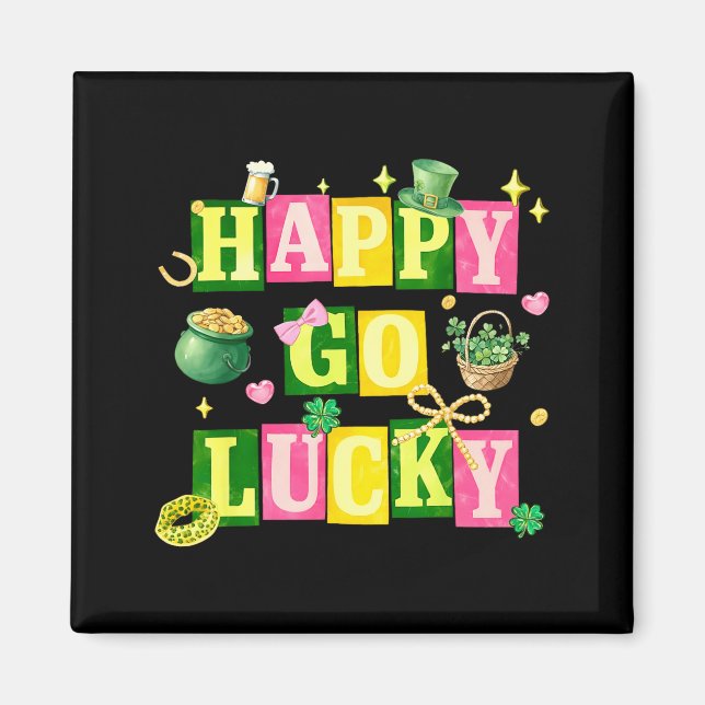 Happy go lucky st patricks day coquette bow magnet (Front)