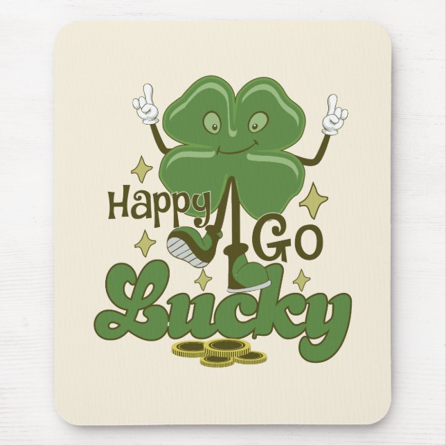 Happy Go Lucky St. Patrick's Day Mouse Mat (Front)