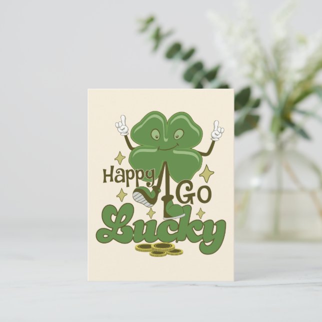 Happy Go Lucky St. Patrick's Day Postcard (Standing Front)