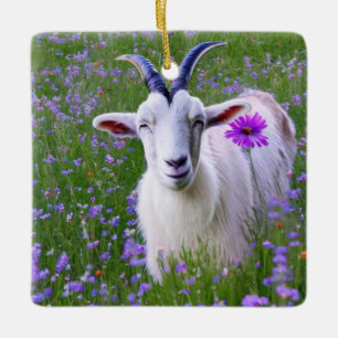 Happy Goat Ceramic Ornament