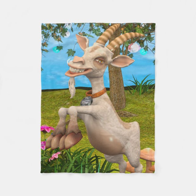 Happy Goat Fleece Blanket (Front)