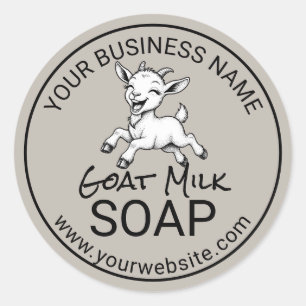 Happy Goat Milk Soap Cute Farm Animal Handmade Classic Round Sticker