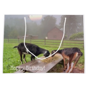 Happy Goat Sunset Birthday Large Gift Bag