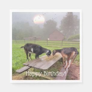 Happy Goat Sunset Birthday Napkin