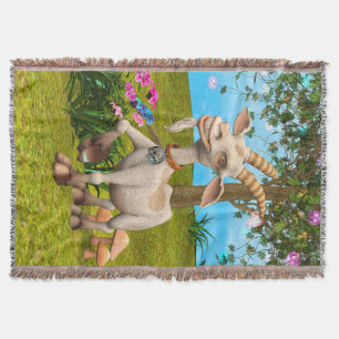 Happy Goat Throw Blanket