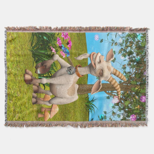 Happy Goat Throw Blanket (Front)