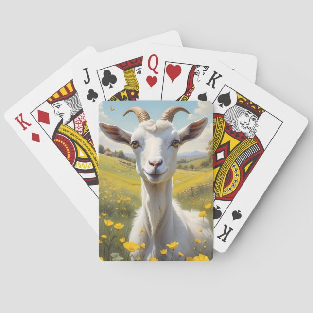 Happy Goat Vibrant Buttercup Meadow Playing Cards (Back)