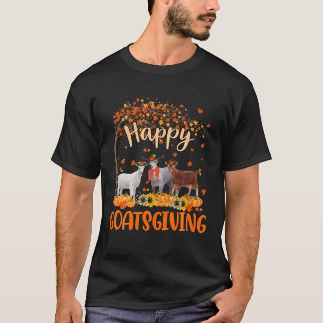 Happy Goatsgiving Cute Thanksgiving Goat Owner Far T-Shirt (Front)