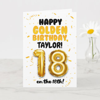 Happy Golden Birthday, 18th Birthday Card