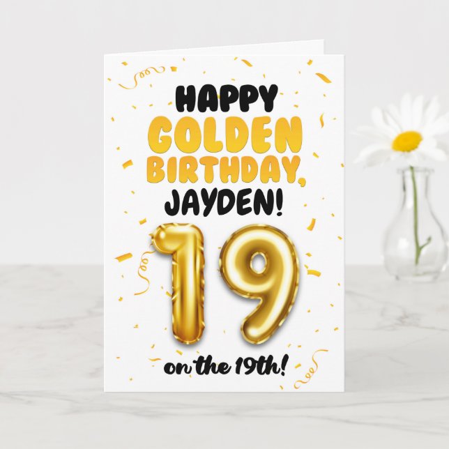 Happy Golden Birthday, 19th Birthday Card (Small Plant)