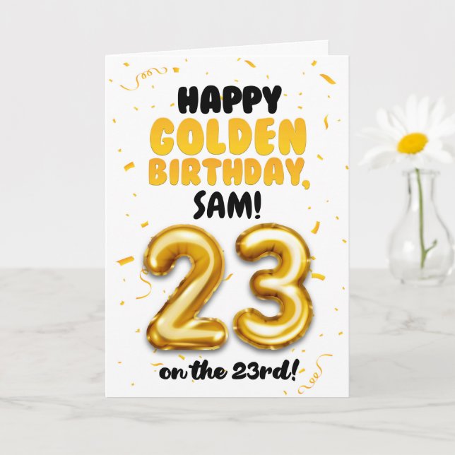 Happy Golden Birthday, 23rd Birthday Card  (Small Plant)