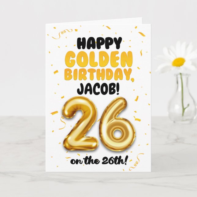 Happy Golden Birthday, 26th Birthday Card  (Small Plant)