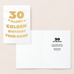 Happy Golden Birthday, 30th Birthday Gold Foil  Card