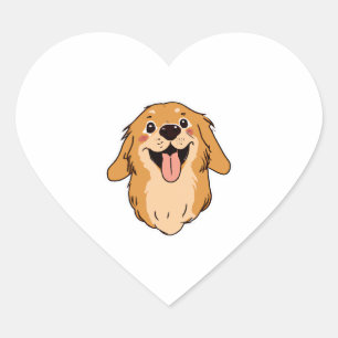 Happy Golden Retriever Dog Lover Puppy Retro Heart Sticker