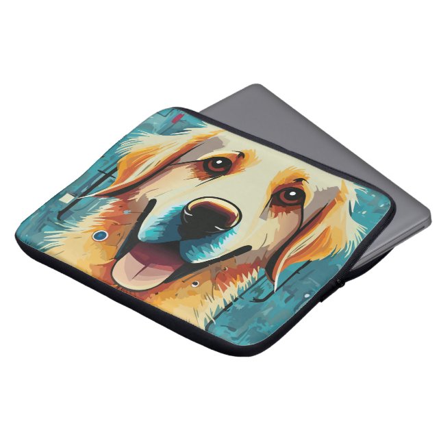 Happy Golden Retriever Laptop Sleeve (Front Top)