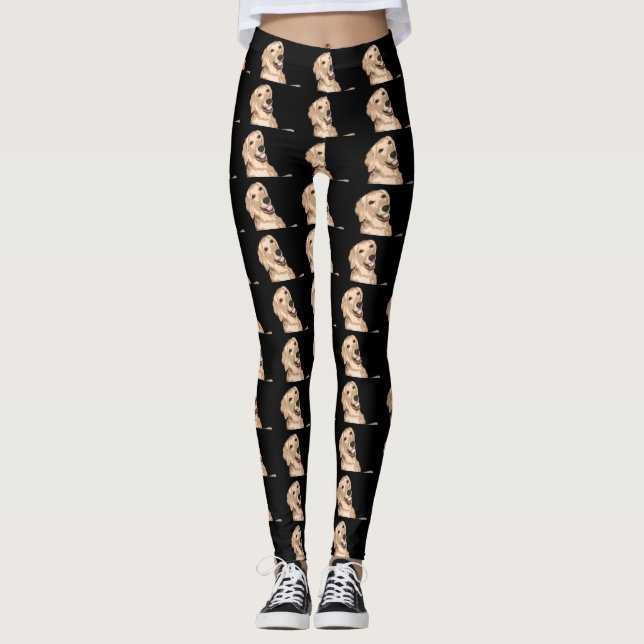 Happy Golden Retriever Leggings (Front)