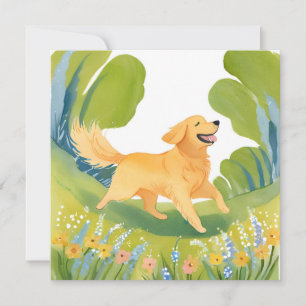Happy Golden Retriever   Light Watercolor Card
