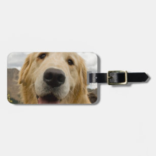 Happy Golden Retriever Luggage Tag