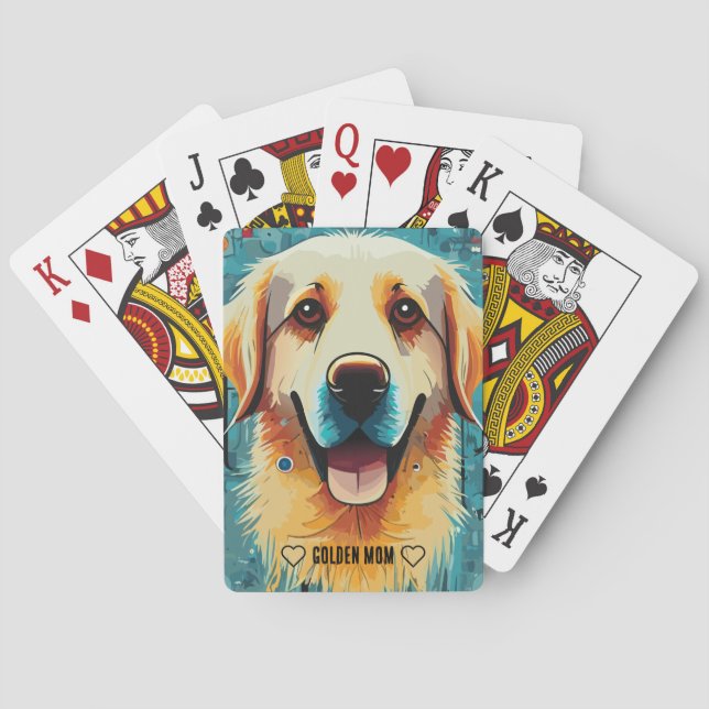 Happy Golden Retriever Mum Playing Cards (Back)