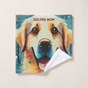 Happy Golden Retriever Mum Wash Cloth