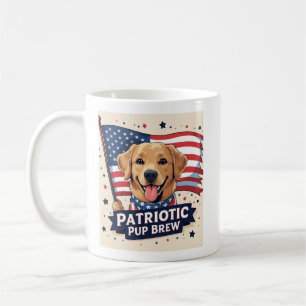 Happy Golden Retriever Patriotic Pup Brew Mug