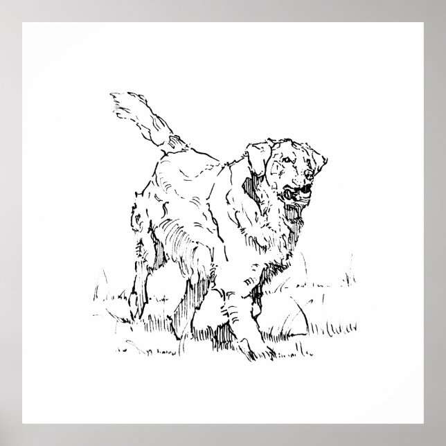Happy Golden Retriever, Personalised Poster (Front)