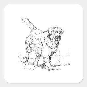 Happy Golden Retriever, Personalised Square Sticker