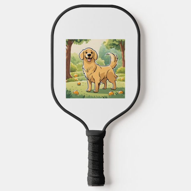 Happy Golden Retriever   Pickleball Paddle (Front)