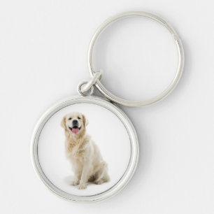 Happy Golden Retriever Puppy Premium Keychain