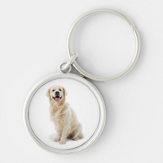 Happy Golden Retriever Puppy Premium Keychain (Front)