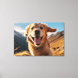 Happy Golden Retriever Running Canvas Print