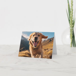 Happy Golden Retriever Running Card