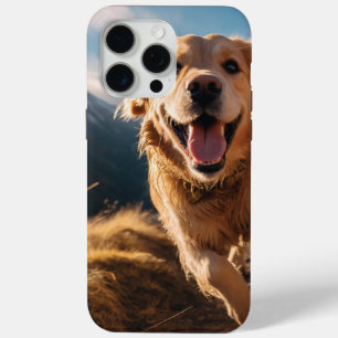 Happy Golden Retriever Running  iPhone 15 Pro Max Case