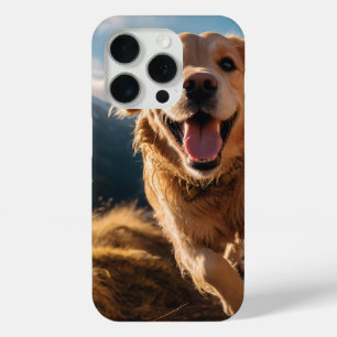 Happy Golden Retriever Running iPhone 15 Pro Case
