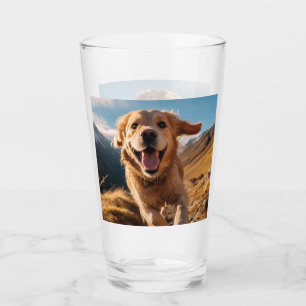 Happy Golden Retriever Running  Glass