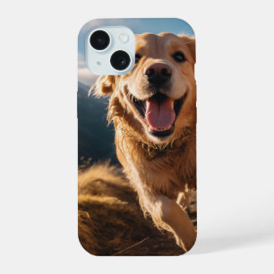 Happy Golden Retriever Running iPhone 15 Case